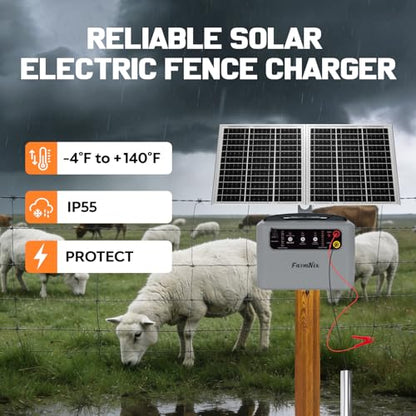 6-12KV Adjustable Output 30 Miles 1.5J Solar Electric Fence Charger - color: Gray