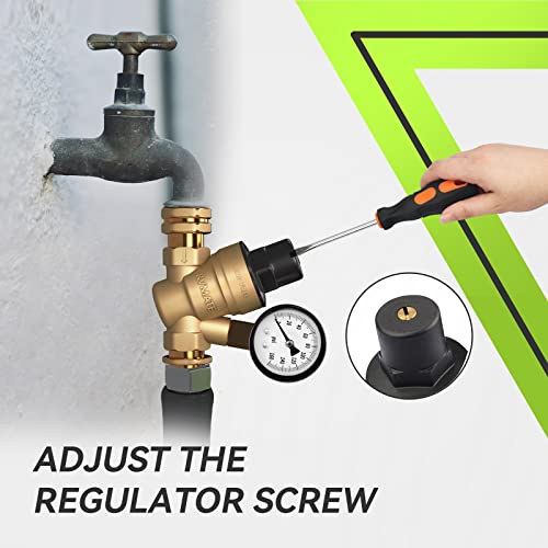RVMATE RV Water Pressure Regulator, Lead-Free Brass - size: Adjustable 1.0
