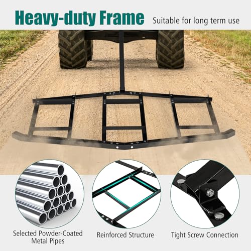 DREAMADE 84" Driveway Drag Harrow, Tow Behind Landscape Harrow - size: 84"