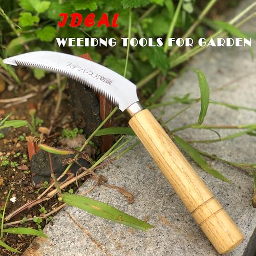 Grass Sickle Hoe Gardening Handheld Tool Weeding Tools for Garden (Brown) - color: Brown