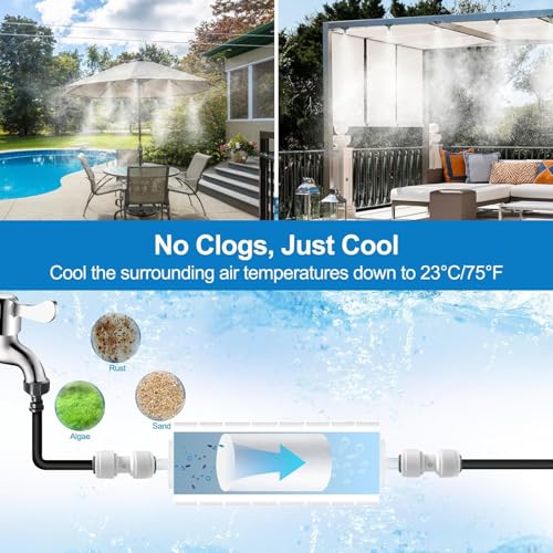 Pre-Assembled Misters for Outside Patio,Outdoor Misting System,50FT|15M. - size: 50FT-Pre-Flt