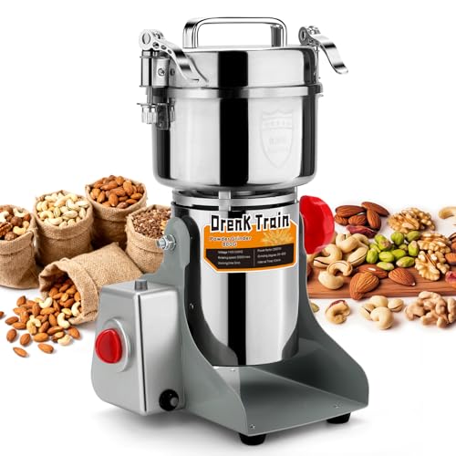 800G Electric Grain Grinder Mill，110V Swing-Type 304 High-speed Spice Herb Mill Commercial Powder Machine for Dry Cereals Grain Herb Spice Coffee Corn Bean Pepper, Etc., (800G High-Speed) - size: 800G High-Speed