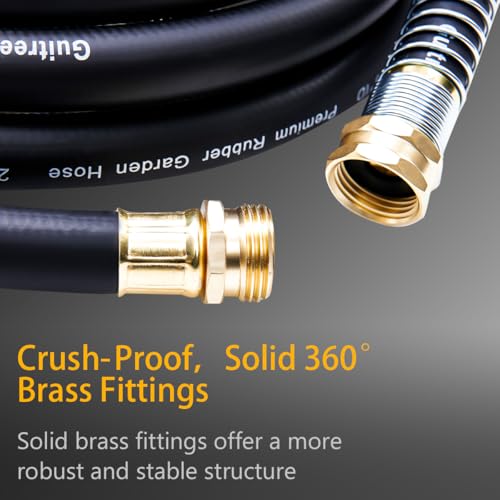 Guitrees Garden Hose 100FT x 3/4”, Heavy Duty Rubber Hose, Water Hose with Five-Layered Braiding, Male Female Fittings, 1000PSI Burst, 300PSI Working (Black) - color: Black, size: 3/4 100FT Male to Female