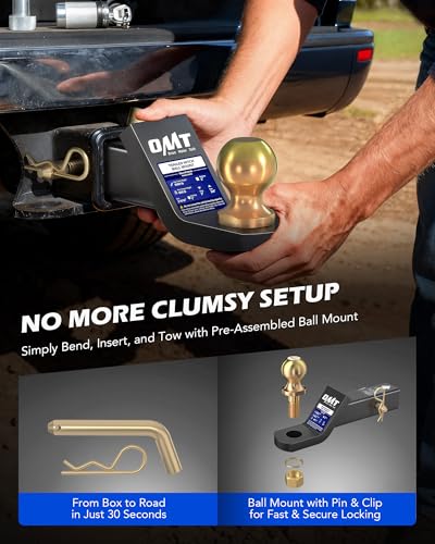OMT Trailer Hitch Ball Mount, 2" Receiver, 2" Drop, 8000 lb Capacity - size: 2" Ball, style: 2" Drop & 3/4" Rise
