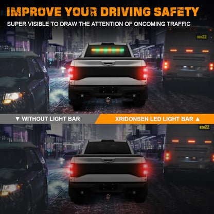 XRIDONSEN 35 inch Traffic Advisor Emergency Light Bar 48 LED Strobe Lights - color: Amber/Green