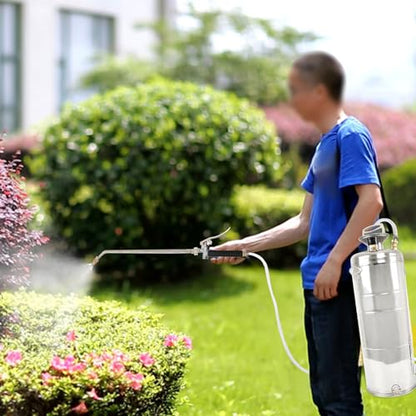 Heavy Duty Stainless Steel Sprayer, 3 Gallon Pump Sprayer, 12L Stainless Hand Pump Sprayer for Lawn, Garden Watering, Floor Cleaning (20 Wand & 3FT, Silver) - size: 3 Gallon