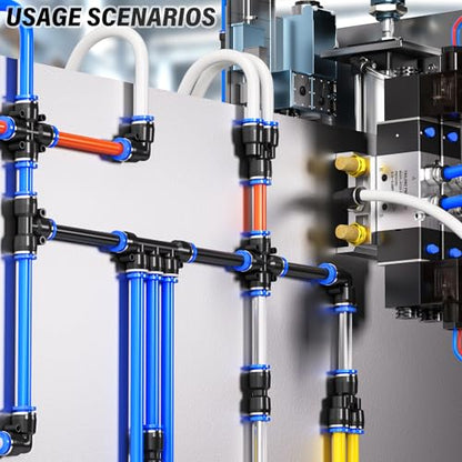 TAILONZ 1/8" Push to Connect Fitting Splitters+Elbows+Tees+Straight 40pcs - color: Blue, size: 1/8"OD/40PCS