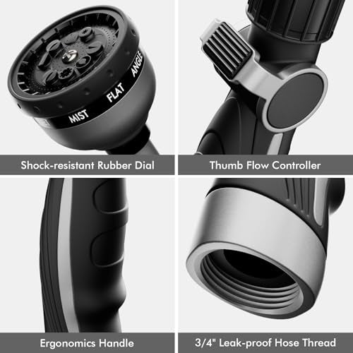 RESTMO Watering Wand Heavy Duty, 15-Inch Long Hose Nozzle Sprayer - color: Silver