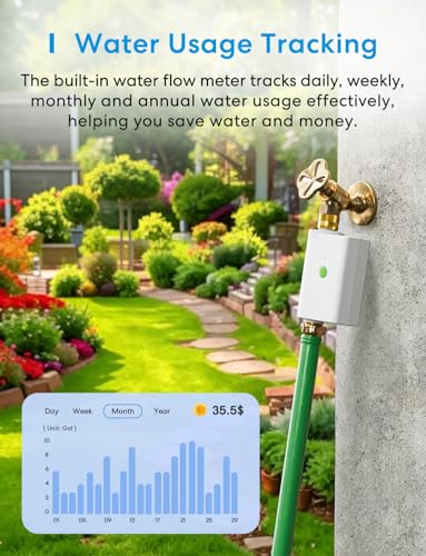 meross WiFi Water Timer for Garden Hose, Brass Inlet & Outet, Rain Skip - color: White, size: Timer without Hub
