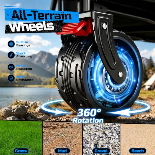 400L Folding Wagon Cart with Brakes & Removable Table, 580lbs Heavy Duty Collapsible Wagon, Big All-Terrain Wheels for Camping, Sports, Grocery, Outdoor - Blue - color: Blue-big