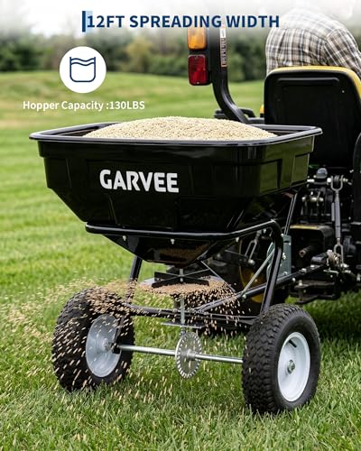 125 LBS Heavy Duty Tow Behind Broadcast Spreader, 9.8ft Spreading Width - size: 125 LBS