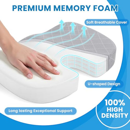 TushGuard Memory Foam Office Chair Seat Cushion - Light Grey, Large - color: Light Grey, size: Large