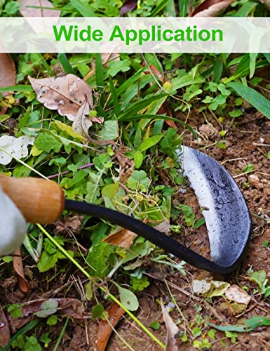 TOYPOPOR Japanese Weeding Sickle Hoe, 11" Gardening Hand Weeder Nejiri Kama Blade Tool Digging Cutting Weed Remover, High-Carbon Steel One-Piece Molding with Wood Handle, Very Sharp Edge Quick Work - color: 11 inch Hand Sickle
