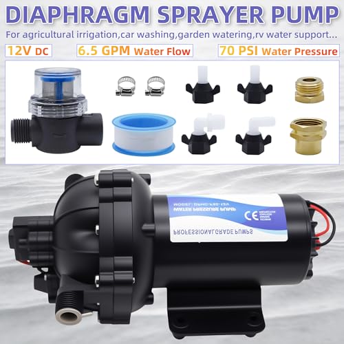 12 Volt Sprayer Pump, 6.5GPM 70PSI 10A Soft Wash Pump