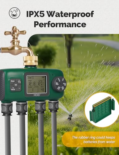 MOES 4 Zone Sprinkler Timer for Garden Hose,Brass Inlet Water Timer - size: 4 Outlet