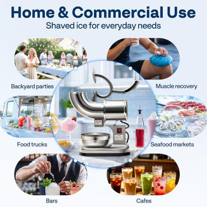 VIVOHOME Electric Dual Blades Ice Crusher Shaver Silver 440lbs/hr