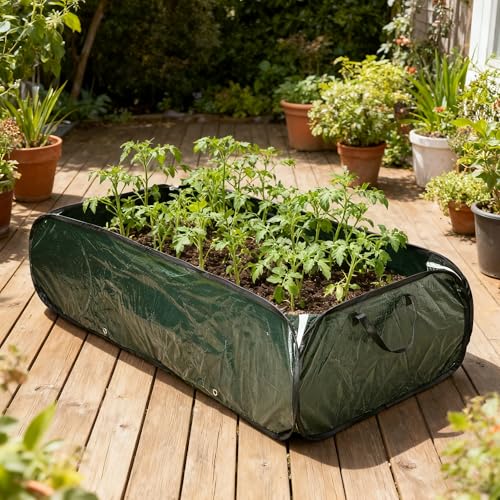 EBaokuup 47 x 24 x 12 Inch PE Pop-up Rectangular Planting Bag, Wire Support Rectangle Plant Growing Bag, UV Protected Rectangular Planter Bed for Garden Vegetable Flowers Fruit