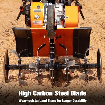 212CC Gas Tiller, Rototiller Gas Powered, 22" Adjustable Width