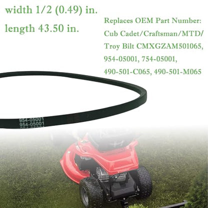 954-05001 Deck Belt 1/2x43.5 inches fits for Craftsman R1000 R110 Troy Bilt TB30R TB30 Cub Cadet 754-05001 CMXGZAM501065