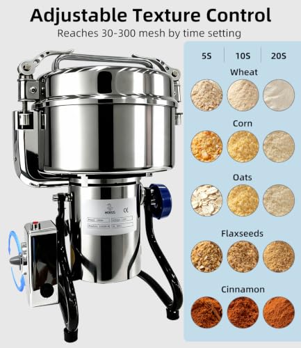 Electric Grain Mill 1000g with Adjustable Lockable Angle for Wheat, Spices - size: 1000g