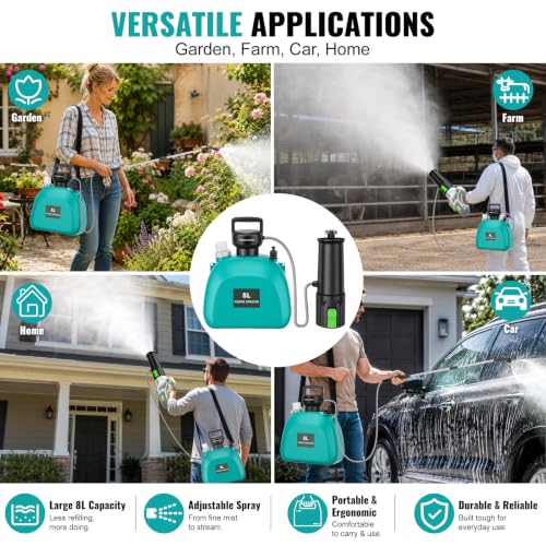 2-in-1 Battery Powered Sprayer Compatible for EGO Leaf Blower 530 575 580 - color: Green