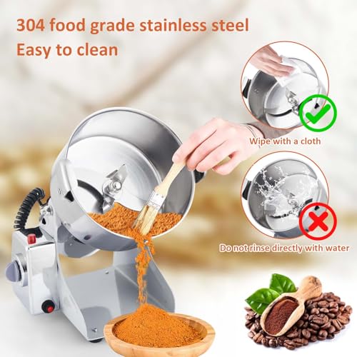 BI-DTOOL Electric Grain Mill Grinder 2800W Dry Material Grinding Machine 1000g Stainless Steel Pulverizer 36000r/min High-speed Grain Mill 270° swingable Superfine powder for Home and Commercial 1000g - size: 1000g