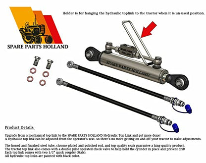 Hydraulic Top Link Cat. 2-2 with Locking Block 26 3/8” - 42 1/8” with 2 x Hoses