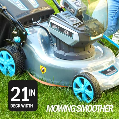 RB 80V 18" Cordless Lawn Mower with 2x40V 4Ah Battery & Fast Charger - size: 18 IN