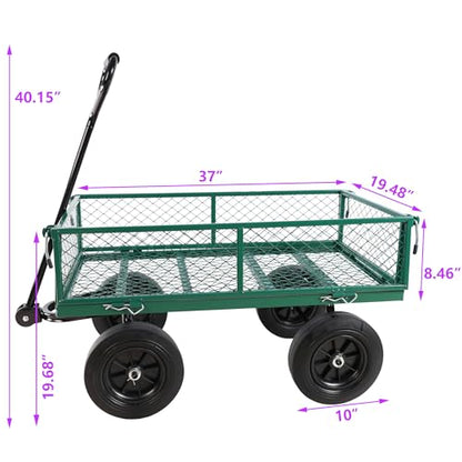 Wagon Removable Side, can be Used for Farm, Warehouse, etc. Garden car, Solid Wheels (Green Solid Wheels) - color: Green Solid Wheels