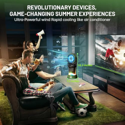 Portable Misting Fan with Remote & 30000mAh Rechargeable (Green)