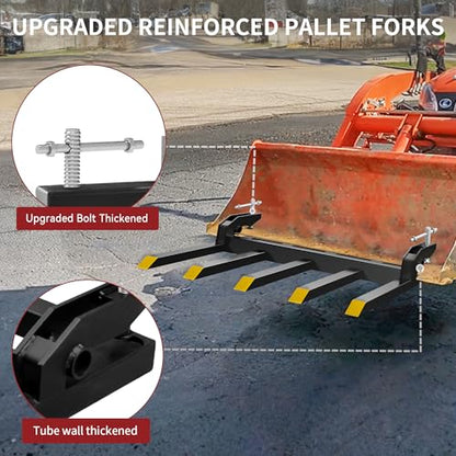 YITAMOTOR 2500lbs Clamp on Debris Forks Fits 48" Tractor Bucket Loader - size: 5 Debris Forks