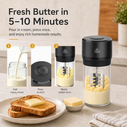 IFOLO One-Touch Electric Butter Churner with Borosilicate Jar - color: Clear