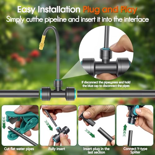 98FT 1/2" Drip Irrigation System Kit with Water Timer for Garden