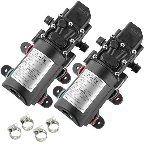 12V Diaphragm Water Pump 2 Pack, 1.2 GPM 80 PSI Self-Priming Sprayer Pump