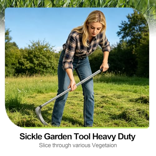 Sickle Weed Garden Scythe Tool Hand Grass Long Handle Cutter -39inch