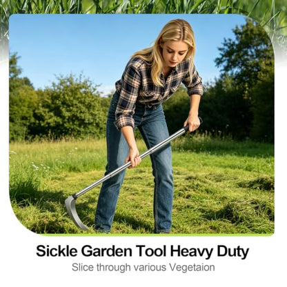 Sickle Weed Garden Scythe Tool Hand Grass Long Handle Cutter -39inch
