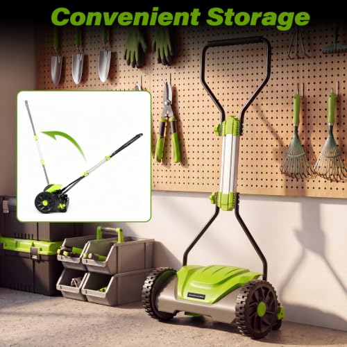 Goplus 16 Inch 5-Blade Push Reel Lawn Mower, Adjustable Cutting Height - color: Green