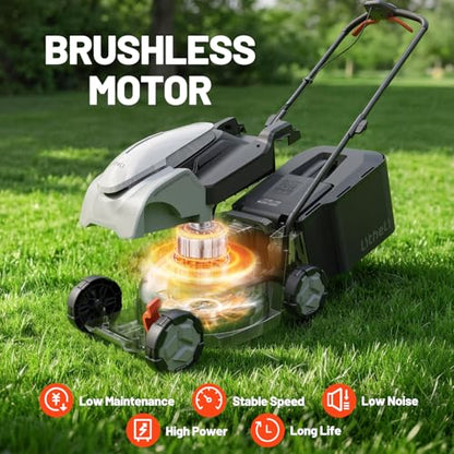 Litheli Lawn Mower Cordless 14 in, Grass Cutter Machine for 2800 Sq. Ft, Lawnmower with Brushless Motor, Cutting Height from 1 in to 2.5 in, Includes 1 * 5.0 Ah Battery and Charger - size: 14 Inch(1x5.0Ah & Charger)