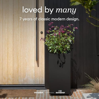 Veradek Block Series Pedestal Planter - Tall Rectangular Outdoor Planter - color: Black, size: 26"H x 13.5"W