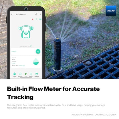 YoLink Smart Sprinkler Timer, IP66, Programmable Water Timer for Garden Hose, Rain Delay/Manual/Automatic Watering System, Digital Irrigation for Yard, Lawn, Long-Range, Hub Included, YS4103