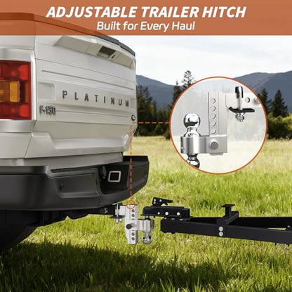 Adjustable Aluminum Hitch Mount for 2" Receiver, 6" Drop/Rise - size: 2" Receiver – 6" Drop/Rise