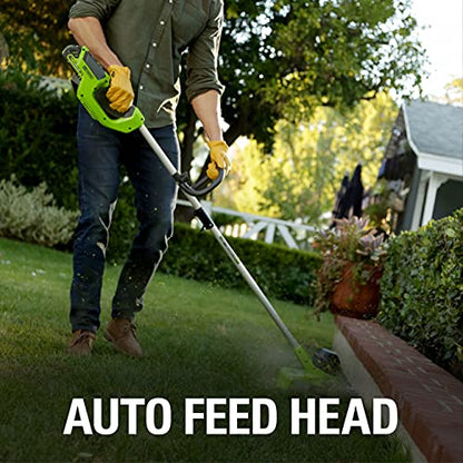 Greenworks 40V 12 in Cordless String Trimmer, 2.0 Ah Battery and Charger - size: 12" (Battery Included), style: String Trimmer