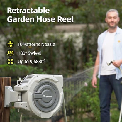 1/2" x 72 FT Retractable Garden Hose Reel - size: 1/2" 72 FT Hose & Reel