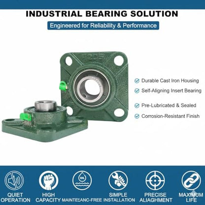 UCF207-20 (1-1/4") Bore 4-Bolt Square Flange Bearing Unit, Self-Aligning - size: UCF207-20 (1-1/4")