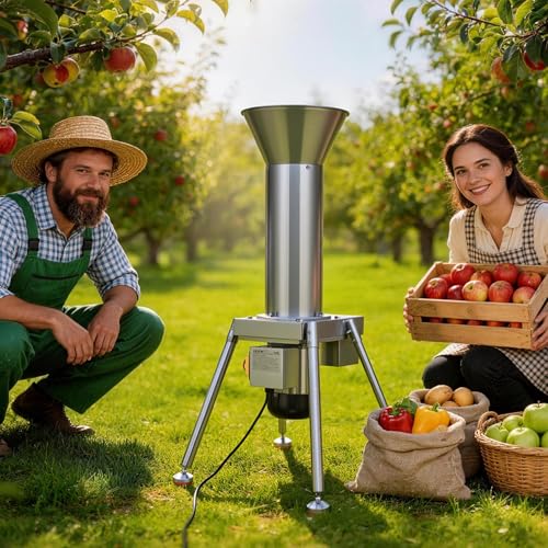 VEVOR 1100W Electric Fruit Apple Crusher, SUS304 Freestanding Crushing Machine, Grinds Whole Apples Up to 3.15" Dia, 164 KG/H Capacity, Cider Press for Apples, Pears, Pineapple, Guava, Carrot, Potato - size: 1100W