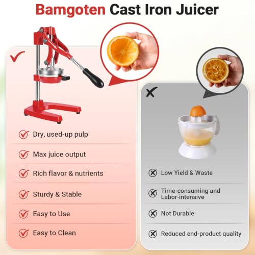 Red Cast Iron Juicer for Bartenders & Health Enthusiasts - color: red