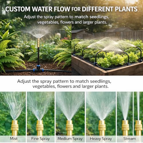 Drip Irrigation System 200FT 1/4", 36 Adjustable Copper Nozzles - color: 200ft
