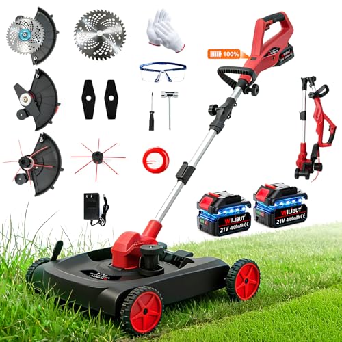 4-in-1 Cordless Lawn Mower, Weed Eater and Edger Combo with 2x4.0Ah Battery
