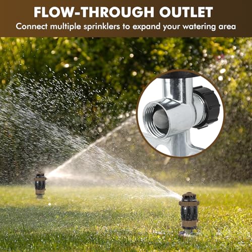 RESTMO Gear Drive Sprinkler with Metal T-Spike Base,Brown - color: Brown, size: 1 Pack
