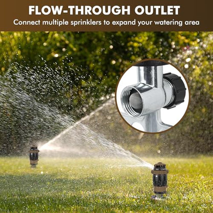 RESTMO Gear Drive Sprinkler with Metal T-Spike Base,Brown - color: Brown, size: 1 Pack